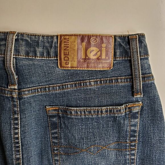 LEI Denim Zip Fly VINTAGE Mini Skirt w/ pockets 26 27 28 small - Picture 7 of 7